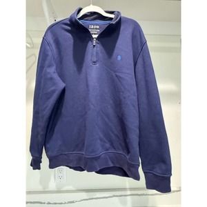 Izod Men's Quarter-Zip Navy‎ Blue Pullover Stretch Size Large